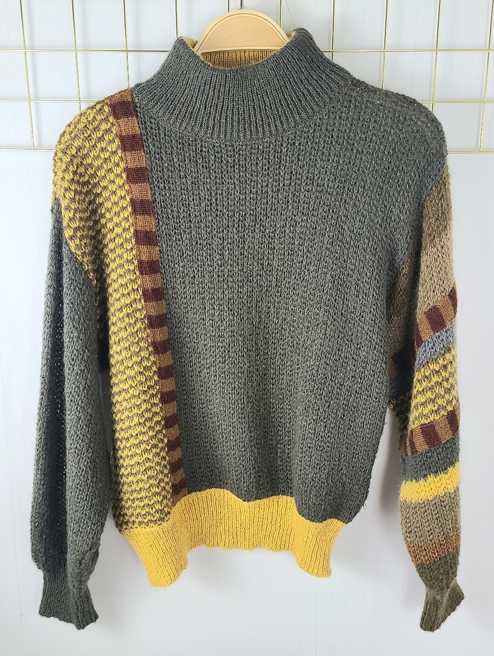 Escada Kid Mohair Blend Color Block Vintage Sweater